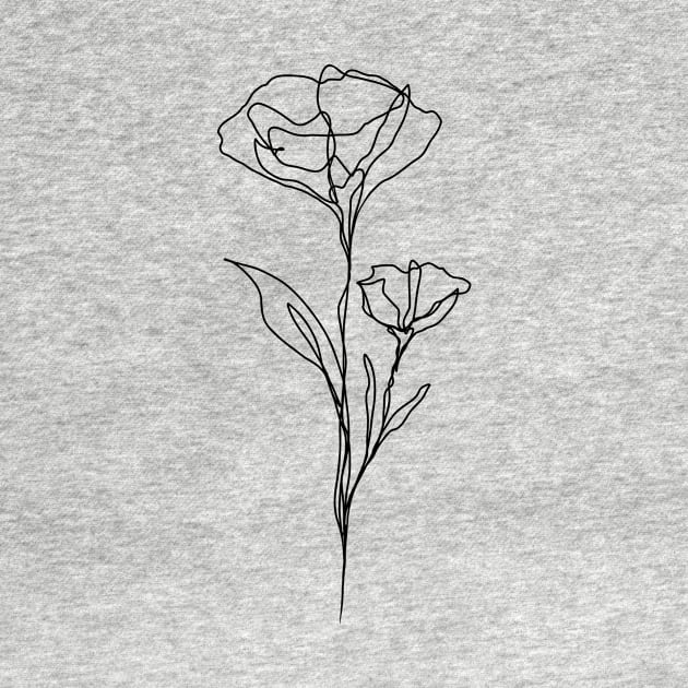 Wildflower Line Art | Botanical Elegant Floral Leaf Design by RachelFCreative